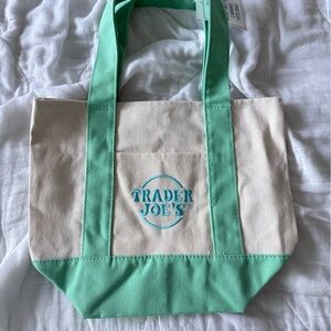 Green and Cream Canvas Tote Bag